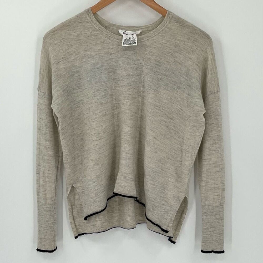 Paychi Guh 100% Cashmere Long Sleeve Sweater Heathered Oatmeal‎ Women Small